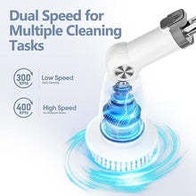 Load image into Gallery viewer, Electric Spin Scrubber Brush Cordless Shower Scrubber with Long Handle, 8 Brush Heads & 3 Adjustable Angles, Dual Speed Electric Scrubber for Cleaning, Automatic Cleaning Brush for Bathroom Tub Tile