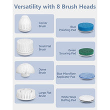Load image into Gallery viewer, Electric Spin Scrubber Brush Cordless Shower Scrubber with Long Handle, 8 Brush Heads & 3 Adjustable Angles, Dual Speed Electric Scrubber for Cleaning, Automatic Cleaning Brush for Bathroom Tub Tile
