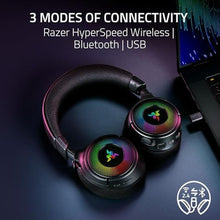 Load image into Gallery viewer, Razer Kraken V4 Wireless Gaming Headset: 2.4GHz, Bluetooth, USB - Super Wideband Mic - 40 mm Drivers - 9 Zone RGB Lighting - for PC, Mac, PS5, Nintendo Switch, Steam Deck, Smartphone - Black