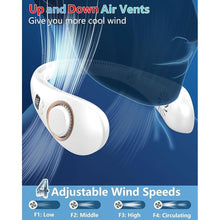 Load image into Gallery viewer, Neck Fan Rechargeable-Neck Fans that Blow Cold Air,Folding 4000mAh Portable Personal Usb Rechargeable Battery Operated Fan,Cooling Bladeless Travel Portable Neck Fan,Neck Cooler Women Men Kids White