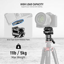 Load image into Gallery viewer, NEEWER Tripod Fluid Head with +/-7° Leveling Base (?48mm), Metal Mini Pan Tilt Video Head Mount with Arca Type QR Plate, Telescopic Handle for Compact Video Camera DSLR Camera, Max Load 11lb/5kg, GM35