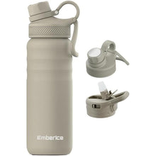 Load image into Gallery viewer, EmberIce double wall Insulated Stainless Steel Water Bottle with Straw, Lid, 12hr Hot and 24hr Cold Drinks, 24 oz (Caledon, 24 oz)
