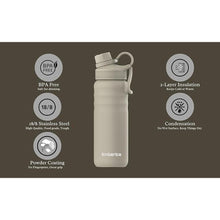 Load image into Gallery viewer, EmberIce double wall Insulated Stainless Steel Water Bottle with Straw, Lid, 12hr Hot and 24hr Cold Drinks, 24 oz (Caledon, 24 oz)