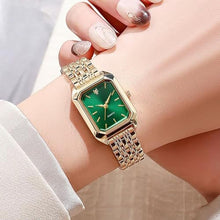 Load image into Gallery viewer, BESTKANG Watches for Women Wrist Watches Steel Strap Womens Watch Casual Fashion Simple Square Quartz Wristwatch (Gold-Green)