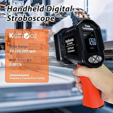 Load image into Gallery viewer, Handheld Digital Tachometer Stroboscope, 60~100000 RPM Meter Kethvoz Non-Contact LED Tachometer with Phase Adjustment, High Accuracy 0.001% for Generator Fan Power Tools