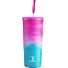 Load image into Gallery viewer, Meoky 24 oz Insulated Tumbler with Lid and Straw, Stainless Steel Vacuum Insulated Tumbler, Keeps Cold for 24 Hours, 100% Leak Proof, Fits in Car Cup Holder (Marshmallow)