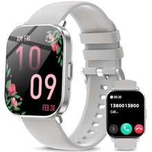 Load image into Gallery viewer, Smart Watches for Men Women(Call Receive/Dial),2.01” Touch Screen Fitness Tracker with Blood Pressure/Heart Rate/Sleep Monitor, 120+Sports Modes, IP68 Waterproof Smartwatch for Android iPhone, Sliver