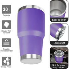Load image into Gallery viewer, 30 oz Tumbler with Lids and Straws Double Wall Vacuum Insulated Tumbler Cup,Stainless Steel Leak-proof Thermal Tumbler Powder Coated Travel Coffee Mug for Cold and Hot Drinks,Dark Purple