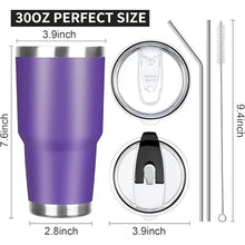 Load image into Gallery viewer, 30 oz Tumbler with Lids and Straws Double Wall Vacuum Insulated Tumbler Cup,Stainless Steel Leak-proof Thermal Tumbler Powder Coated Travel Coffee Mug for Cold and Hot Drinks,Dark Purple
