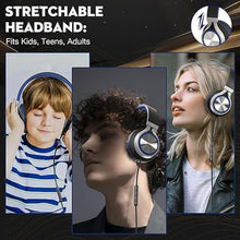 Load image into Gallery viewer, USB C Headphones with Mic and Volume Control, Over Ear Stereo Headsets for iPhone 15 16 Pro, Wired Foldable Headphones for Smartphones Chromebook Laptop Tablets Travel(Blue/Black)