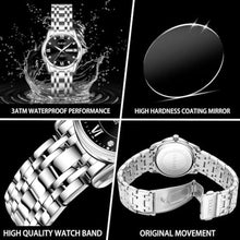 Load image into Gallery viewer, Taxau Watches for Women Luxury Diamond Women Watch Waterproof Stainless Steel Women s Wrist Watches for Small Wrist Luminous Business Dress Ladies Watch Minimalist Casual Watch with Day Date Black Face