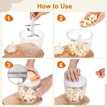 Load image into Gallery viewer, Manual Food Processor Vegetable Chopper, Portable Hand Pull String Garlic Mincer Onion Cutter for Veggies, Ginger, Fruits, Nuts, Herbs, etc., 900ml