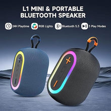 Load image into Gallery viewer, Bluetooth Speaker, Mini Wireless Speaker with 360° Stereo Sound, 24H Playtime, TWS Pairing, RGB Lights, Portable Waterproof Speakers for Home Party Outdoor Camping Hiking Travel