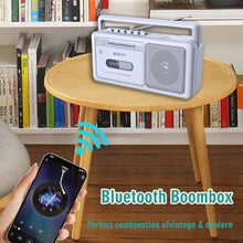 Load image into Gallery viewer, Cassette Tape Player and Tape Cassette Recorder with Bluetooth Boombox, AM/FM Radio, USB, Earphone Jack, Built-in Microphone, DC/AC Powered, Portable Cassette Player Recorder(White)