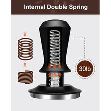 Load image into Gallery viewer, 51mm Espresso Tamper, Coffee Tamper with 30lbs Spring Loaded, Barista Espresso Coffee Tamper with Stainless Steel Ripple Base and Aluminum Handle Fits for All 51mm Espresso Machines