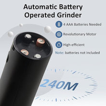 Load image into Gallery viewer, Automatic Salt and Pepper Grinder Set, Battery Operated (Not Included), Adjustable Coarseness with LED Light, ELectric Pepper and Salt Shakers Refillable, 95ml Large Capacity(2 Packs, Black)