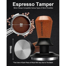 Load image into Gallery viewer, 58mm Espresso Tamper, Coffee Tamper with 30lbs Spring Loaded, Espresso Coffee Tamper with Stainless Steel Ripple Base and Rosewood Handle Fits for E61,Breville and All 58mm Espresso Machines