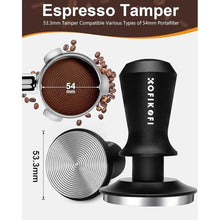 Load image into Gallery viewer, 53.3mm Espresso Tamper, Coffee Tamper with Stainless Steel Ripple Base, Barista Espresso Coffee Tamper with 30lbs Spring Loaded and Aluminum Handle Fits for Breville Series 54mm Portafilter