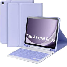 Load image into Gallery viewer, Compatible for Galaxy Tab A9 Plus/A9+ 11 Inch 2023 With Keyboard Case Model SM-X210/X216/X218, Wireless Bluetooth Keyboard Cover Compatible for Samsung Galaxy Tablet A9+ Built-in Pencil Holder- Purple