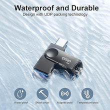 Load image into Gallery viewer, 256GB USB-C & USB-A Dual Flash Drive, Waterproof, Metal, Slim Thumb Drive, OTG for PC, Smartphone, Tablet