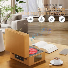 Load image into Gallery viewer, Rechargeable Leather CD Player with Speakers; Bluetooth Transmitter; Festival Gift; BGM Player for Home Décor (Brown)
