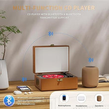 Load image into Gallery viewer, Rechargeable Leather CD Player with Speakers; Bluetooth Transmitter; Festival Gift; BGM Player for Home Décor (Brown)