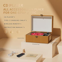 Load image into Gallery viewer, Rechargeable Leather CD Player with Speakers; Bluetooth Transmitter; Festival Gift; BGM Player for Home Décor (Brown)
