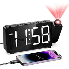 Load image into Gallery viewer, Digital Projection Alarm Clock for Bedroom Ceiling-Alarm Clocks with 180°Projector, 5 Level Brightness, DST, Snooze, Night Mode, Loud Alarms for Kids,Heavy Sleepers, 12/24H, for Bedroom