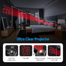 Load image into Gallery viewer, Digital Projection Alarm Clock for Bedroom Ceiling-Alarm Clocks with 180°Projector, 5 Level Brightness, DST, Snooze, Night Mode, Loud Alarms for Kids,Heavy Sleepers, 12/24H, for Bedroom