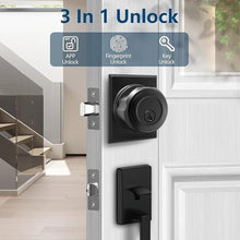 Load image into Gallery viewer, GeekTale Fingerprint Deadbolt, Fingerprint Door Knob, Smart Deadbolt Lock, Smart Door Lock, Twist to Lock&Unlock, Keyless Entry Door Lock with App, for Front Door, Garage, Easy Installation