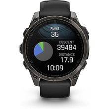 Load image into Gallery viewer, Wearable4U Garmin Fenix 8 – 47 mm, AMOLED Sapphire Multisport GPS Smartwatch,Carbon Gray DLC Titanium with Black/Pebble Gray Silicone, Built-in LED Flashlight Black Earbuds Bundle