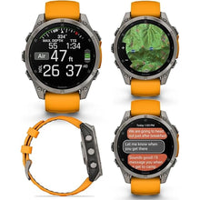 Load image into Gallery viewer, Wearable4U - Garmin Fenix 8 – 47 mm, AMOLED Sapphire Multisport GPS Smartwatch, Titanium with Spark Orange/Graphite Silicone Band, Built-in LED Flashlight with Black Earbuds Bundle