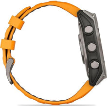 Load image into Gallery viewer, Wearable4U - Garmin Fenix 8 – 47 mm, AMOLED Sapphire Multisport GPS Smartwatch, Titanium with Spark Orange/Graphite Silicone Band, Built-in LED Flashlight with Black Earbuds Bundle