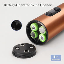 Load image into Gallery viewer, Electric Wine Opener, Battery Operated Wine Opener with Foil Cutter/Indicator Light, Cordless Wine Corkscrew Remover, Automatic Wine Opener for Home(Rose Gold, 4 x AA Batteries Not Included)