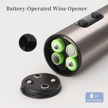 Load image into Gallery viewer, Electric Wine Opener, Battery Operated, Stainless Steel, Cordless, Automatic, Wine Corkscrew Remover, Black, 4 x AA Batteries Not Included