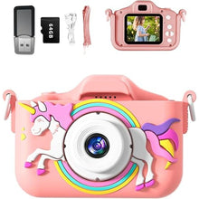 Load image into Gallery viewer, Kids Camera, Rainbow Design, 2.0 Inch LCD Screen, with 64GB Memory Card, Girls Toy