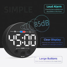 Load image into Gallery viewer, Visual Digital Timer for Kitchen, Classroom, Kids, Productivity, Magnetic Countdown Timer for Egg Cooking, Toddler, Focus, Work, Task, Small Desk Timer with Large LED Display, Super Loud Alarm - White