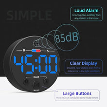 Load image into Gallery viewer, Visual Digital Timer for Kitchen, Classroom, Kids, Productivity, Magnetic Countdown Timer for Egg Cooking, Toddler, Focus, Work, Task, Small Desk with Large LED Display, Super Loud Alarm - Blue