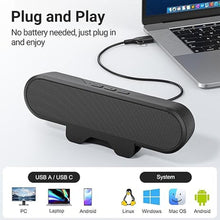 Load image into Gallery viewer, Inwa Computer Speakers for Desktop PC, USB Monitor Speaker Bar with Clip-On, Wired Desk Speakers with HD Stereo Loud Sound, Laptop Speaker Mini Sound Bar, Easily Clamps to Monitor