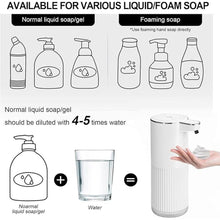Load image into Gallery viewer, Automatic Foaming Soap Dispenser, 12.2oz/360ml Rechargeable Touchless Hand Soap Dispenser, 4 Level Adjustable with Display, Waterproof Wall Mounted Soap Dispenser for Bathroom Kitchen, White