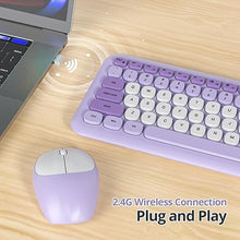 Load image into Gallery viewer, Gradient Purple Wireless Keyboard and Mouse Combo Set, 2.4GHz Retro Typewriter Aesthetic Full Size Cute Keyboard with Number Pad, Home and Office Silent Keyboards (Gradient Purple)