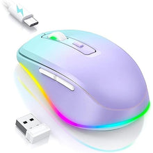Load image into Gallery viewer, Wireless Mouse Jiggler - LED Wireless Mice with Build-in Mouse Mover, Rechargeable Moving Mouse for Laptop with Undetectable Random Movement Keeps Computers Awake - Purple to Green
