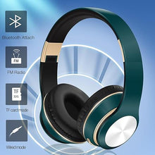 Load image into Gallery viewer, GREAT SAGE Wireless Over Ear Bluetooth Headphones, 20H Playtime, Hi-FI Audio, Deep Bass, with FM and MP3 Player for Travel, Home Office,Game,Chatting Black Color (Teal Green)