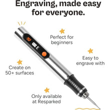 Load image into Gallery viewer, Customizer Resparked Engraving Pen (Formerly Culiau): Ultimate Cordless Portable Tool for Artists & DIYers - Engrave 50+ Surfaces - Beginner Friendly - Rechargeable - Free 30 Bits & Mastery Guide