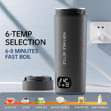 Load image into Gallery viewer, Dual Voltage Portable Electric Kettle Travel Hot Water for Tea, Coffee, 6 Temperature Controls and LCD Display, 316 Stainless Steel and 450ml, Auto Shut Off & Boil Dry Protection