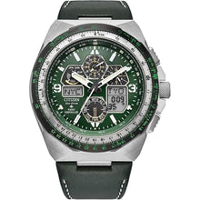 Load image into Gallery viewer, Citizen Men's Eco-Drive Promaster Skyhawk A-T Watch, Green Dial, Green Leather Strap, Atomic Timekeeping (Model: JY8147-01X)
