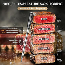 Load image into Gallery viewer, Wireless Meat Thermometer: 500FT Bluetooth Smart Meat Thermometer for Cooking and Grilling, CaloriMastery Digital Food Thermometer with Ultra-Thin Probe for Oven Safe, Kitchen, Smoker, BBQ