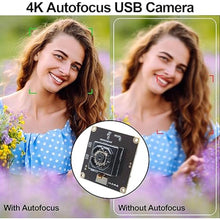 Load image into Gallery viewer, MMlove Ultra HD 4K Auto Focus Anti-Shake USB Camera Module 11MP 30fps 90° No Distortion Lens High Speed Lightburn Camera IMX258 Industrial Security Webcam for PC/Laptop/Raspberry Pi