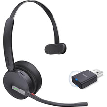 Load image into Gallery viewer, Yealink WH64 Hybrid Mono Wireless Headset with DECT Dongle, 492ft Range,Teams Zoom,Skype, UC Bluetooth Single On Ear Headphones with 3X Noise Cancelling Mic, 26H Talk Time, Office PC, Computer, Phone