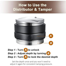 Load image into Gallery viewer, 53mm Adjustable Coffee Distributor & Tamper, Dual Head Coffee Leveler, Compatible with 54mm Breville Portafilter, 2-in-1 Espresso Hand Tamper with Adjustable Depth